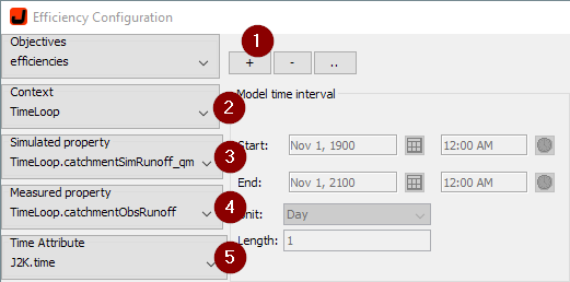 Efficiency configuration dialog