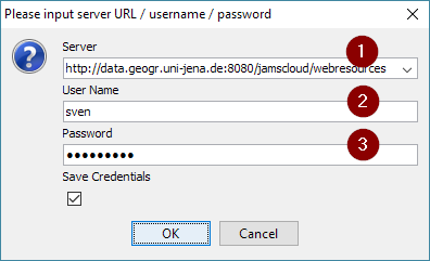 JAMS Cloud login fields
