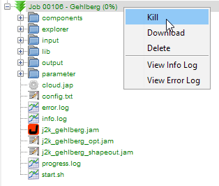 Kill job context menu